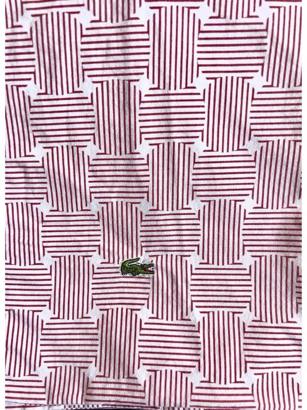 Izod KING Pillowcase Red White Stripe 100% Cotton Nautical Crocodile PRISTINE